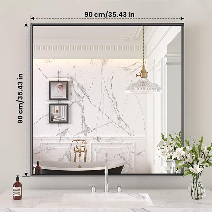 LOAAO Black Bathroom Mirror 36"X36"