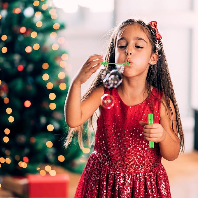 Christmas Small Toys Gifts Bulk for Toddlers 64 Pack, Xmas Mini Bubble Wands Party Favors Supplies for Kids, Goodie Bag Stocking Stuffers Filler Class School Treats Student Prizes for Boys Girls
