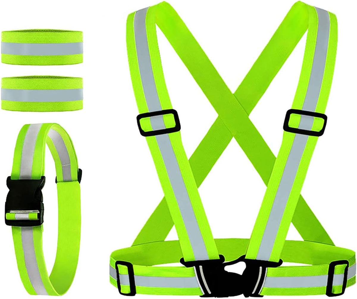 Skiennix Reflective Vest - Adjustable High Visibility Glow Belt with 2-Pack Armbands | Ultralight & Comfy for Running, Cycling, Walking