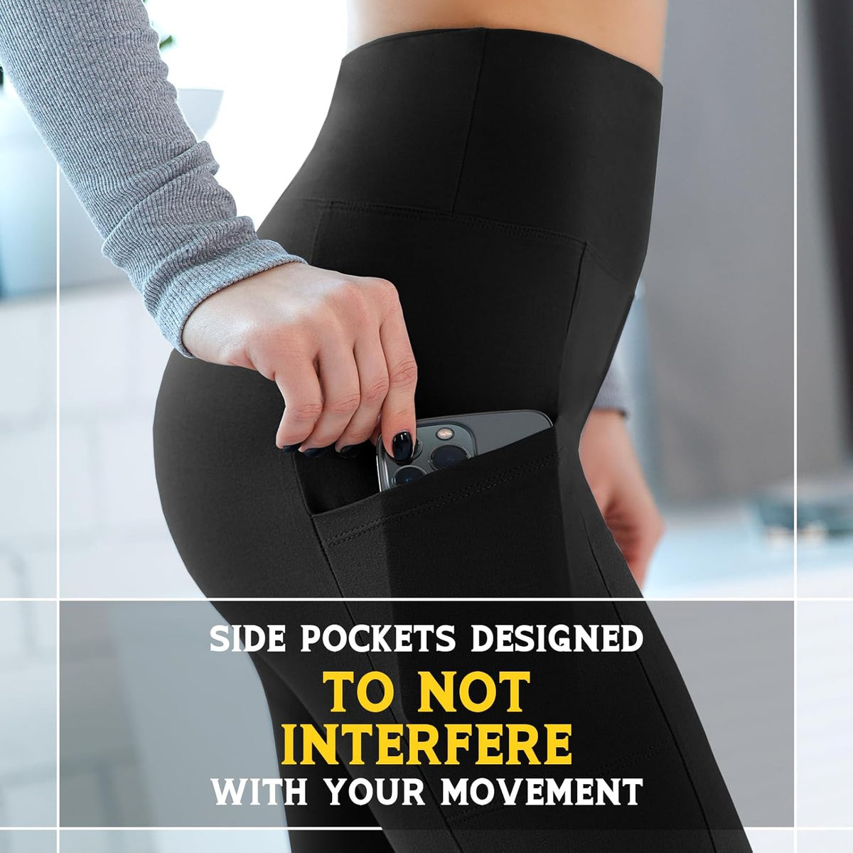 Skiennix High Waist Leggings for Women - 3 Pack with Convenient Pockets | Comfortable Fit