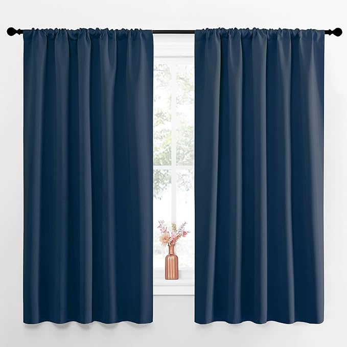 NICETOWN Blackout Curtains for Living Curtains, Moroccan Blue, 52 by 63 Inch