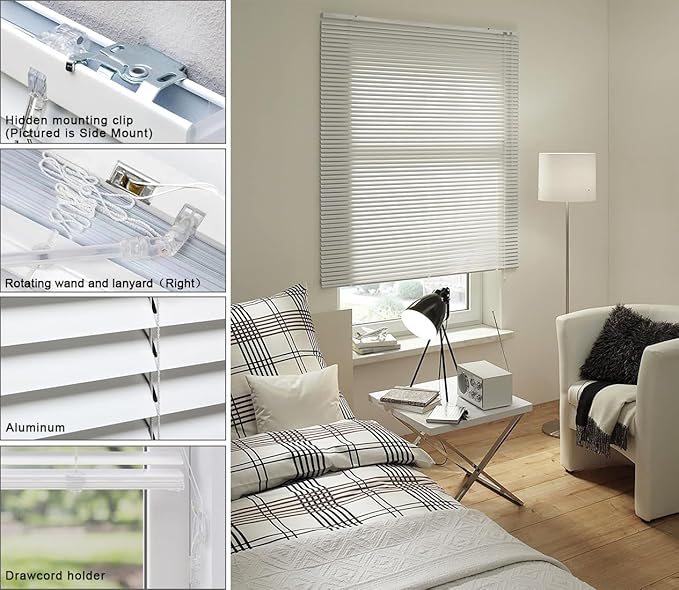 YIIBAII Mini Blinds Suitable for 25" W x 64" H Windows 1" Aluminum Horizontal