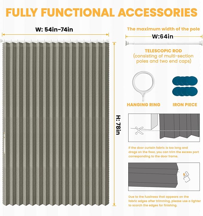 AJAZZ Blackout Accordion Door Curtain