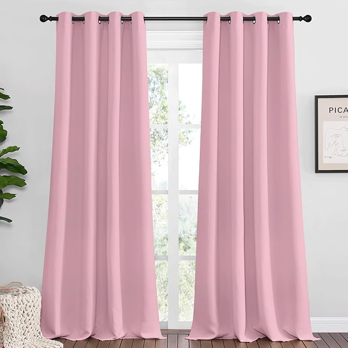 NICETOWN Crystal Pink Blackout Curtains 102" Long