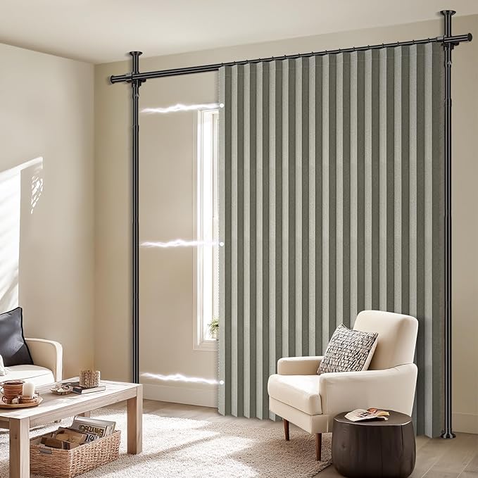 100% Blackout Room Divider Curtains Sets Grey W100 x L84 in 1 Panel No Drill