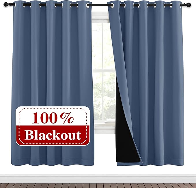 NICETOWN Full Shade Curtain Panels 72 inches Long, Pair of Energy Smart & Noise