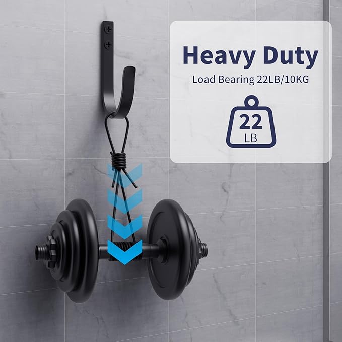 Wall Hooks 4 Pack, 22LB Load-Bearing Black Metal Heavy Duty Hooks