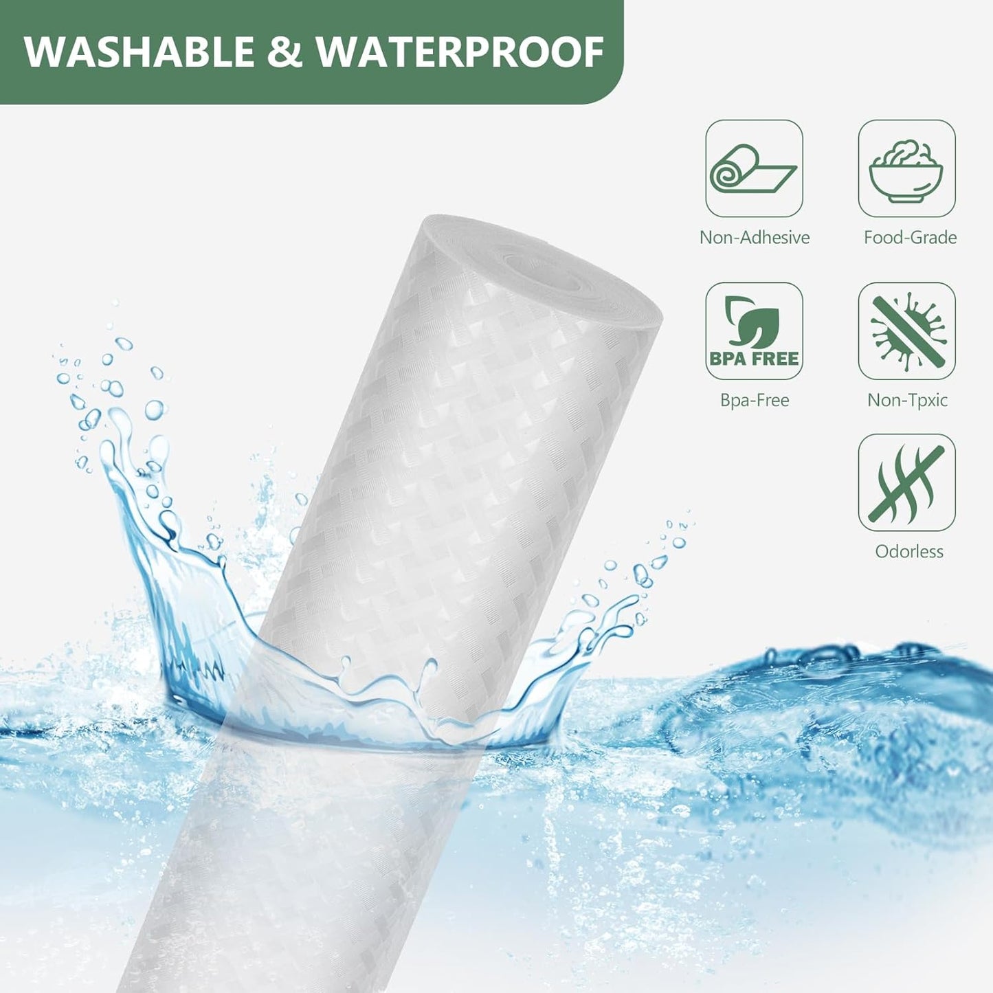 Shelf Liners, Non-Adhesive Drawer Liner, Waterproof & Oil-Proof Kitchen Cabinet Cupboard Liner Plastic EVA Material BPA Free Fridge Liner Mats Paper Protector for Shelves (Clear/16in x 240in)