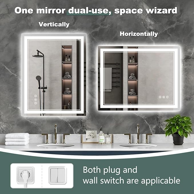 40x30 Inch LED Bathroom Mirror