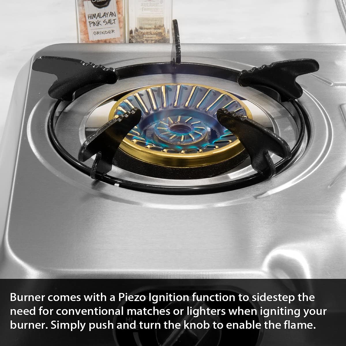 XtremepowerUS 25,516BTU Double Burner Stove Auto Ignition Cooktop Outdoor LPG Propane Camping 2 Stove Burner Portable Stove Burner, Stainless Steel