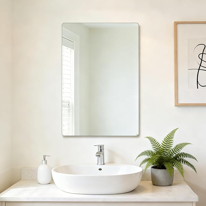Frameless Mirror, Rectangle Bathroom Mirror