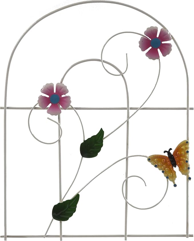 Gift Boutique Decorative Painted Metal Garden Fence 4 Pack Flower Design Border Edge Gate for Yard Patio Lawn Landscape and Outdoor Decor