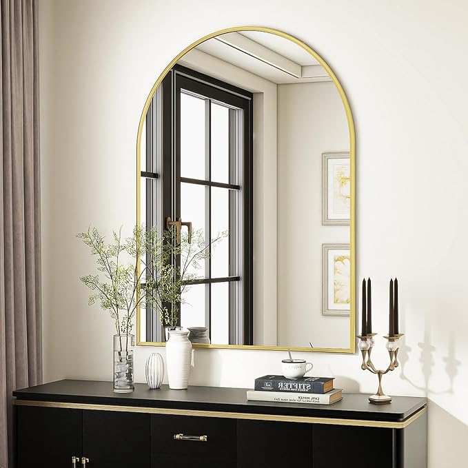 VooBang Arched Wall Mirror, 30 x 38 inch Arch Bathroom Mirror, Wall Mounted