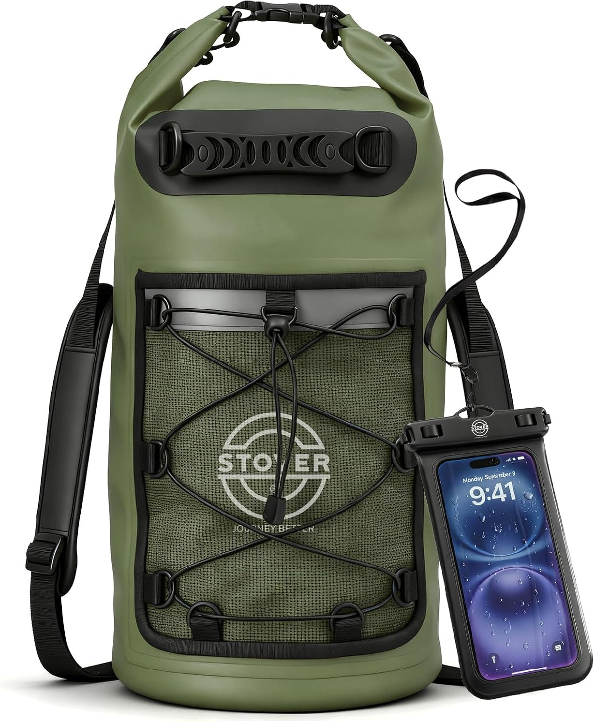 STOVER Waterproof Dry Bag | Roll-Top Backpack with Phone Case for Kayaking, Hiking & Camping - 5L to 55L