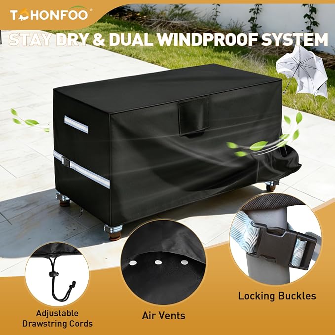 Outdoor Table Cover 55 Inch, Heavy Duty Waterproof Fabric BBQ Cart Cover Compatible with 52-inch Keter Unity XL Portable Outdoor Table, Grill Cart Serving Bar Table Patio Cabinet Cover,55" x 24" x 32"