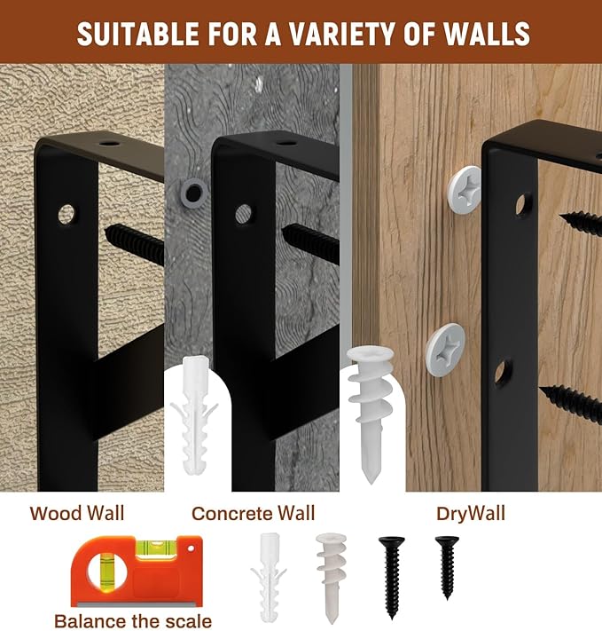 LEOPO Corner Floating Shelves Wall Mounted Set of 6, Corner Wall Shelves Rustic