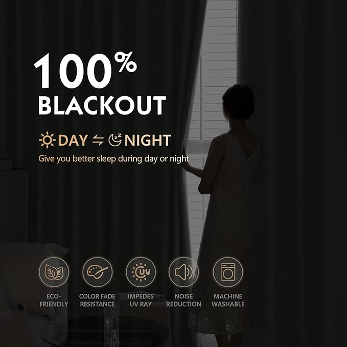 FMFUNCTEX 100% Blackout Curtains
