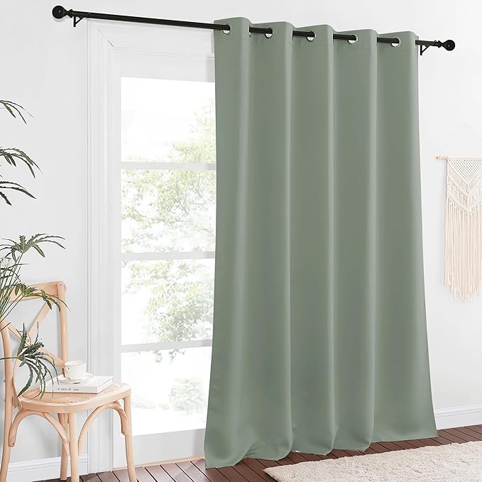 NICETOWN Blackout Sage Green Curtain 90 inch Length
