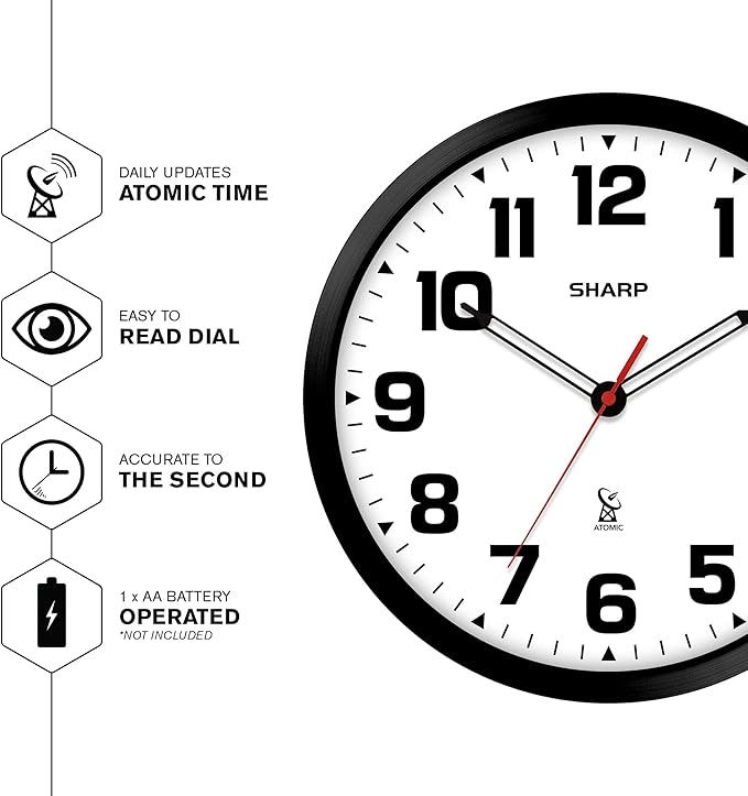 Sharp Atomic Analog Wall Clock