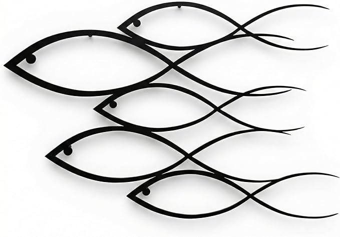 DEKADRON Metal Wall Decor, Fish Family,Home Decoration,Wall Sign, Metal Wall Art, Interior Decoration, Indoor Outdoor Hangings (39" W x 26" H / 100x66cm)