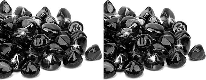 Mr. Fireglass 10 Pounds Blended Fire Glass Diamonds for Fireplace Fire Pit & Lanscaping - 1 inch High Luster Onyx Black Fire Rocks (Pack of 2)