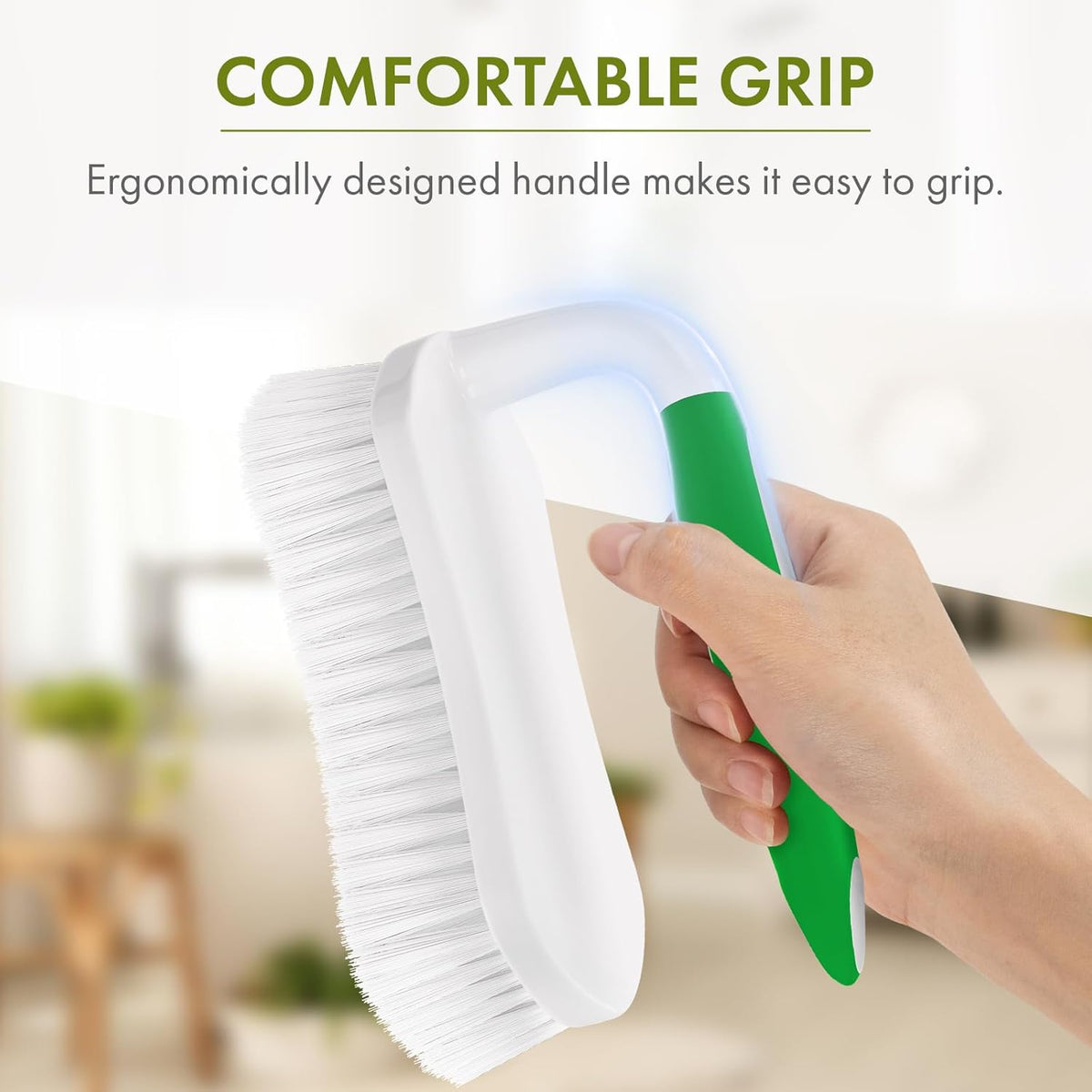 Amazer Scrub Brush for Cleaning Comfort Grip Shower Scrubber Flexible Stiff Bristles with Handle Heavy Duty Cleaner Brush for Tub Sink Carpet Floor - Pack of 2 (Blue+Green)