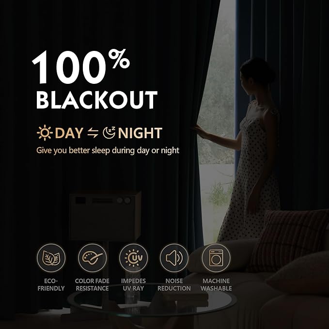 FMFUNCTEX 100% Blackout Curtains