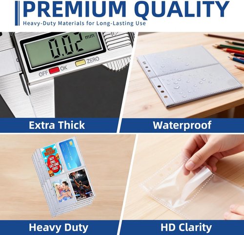 60 Pcs A5 Card Sleeves - Clear Plastic Protector Pages for Trading Cards, Baseball Cards & Photos