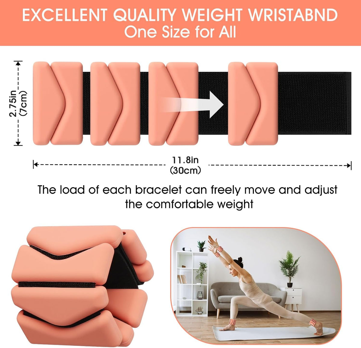 Skiennix Adjustable Wrist Weights - 2LB Wearable Silicone Bangles for Yoga, Pilates & Home Gym | Set of 2
