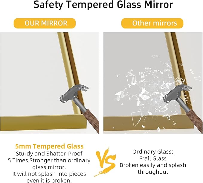 36x30 Inch Gold Bathroom Mirrors