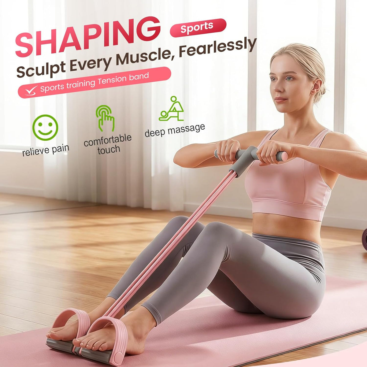 Pedal Resistance Band - 2026 Upgrade Multifunction Elastic Yoga Band with Handles for Full Body Workout