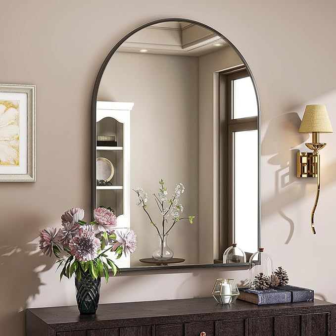VooBang Arched Wall Mirror, 30 x 38 inch Arch Bathroom Mirror, Wall Mounted