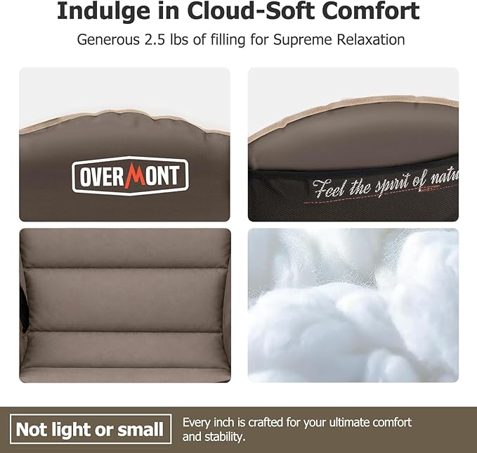 Overmont Gentle Heated Oversized Camping Chair for Adults - 3 Levels Seat & Back Separately Control - 500lbs Support Heavy Duty Padded Folding Chair Outdoor Garden Portable - Battery NOT Included