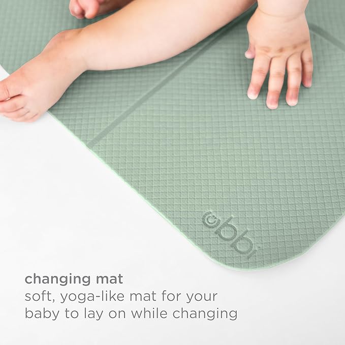 Ubbi On-The-Go Diapering Gift Set, Includes Changing Mat and Bag, Wipes Dispenser, Pacifier Holder and Bag Dispenser, Newborn Essentials, Sage