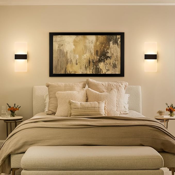 Modern LED Wall Sconces, 12 Inch Indoor Black Wall Lights, 12W 2700K-5000K