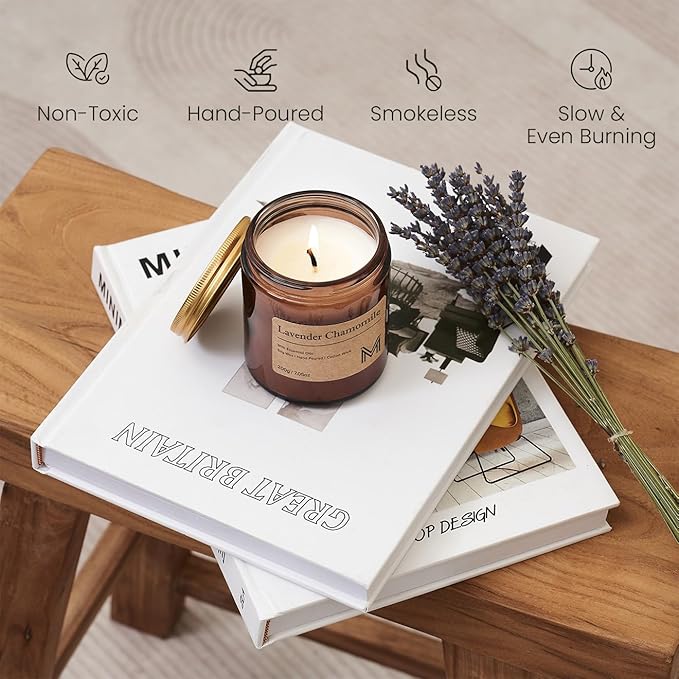 M&SENSE Lavender Chamomile Home Scented Candle for Relaxation, Gifting, Spa | 7.05oz Candle Gift for Birthday Housewarming Mother's Valentine Day