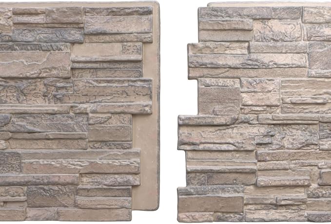 EverStone Cascade Faux Stone Panel, 48 5/8"W x 24 3/4"H x 1 1/4"D, Polermo Color
