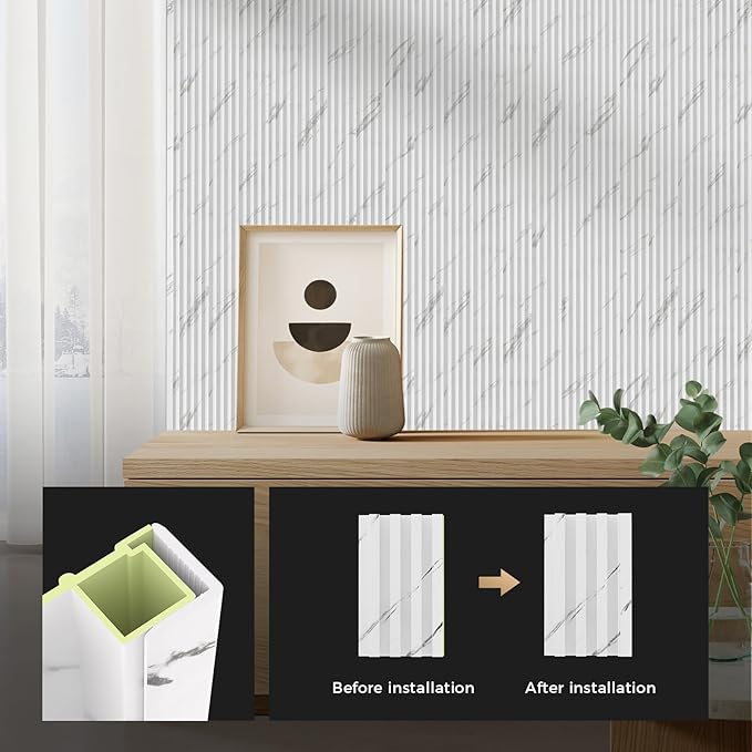 OUZUGIE 8-Pack 57 Inches, WPC Slat Wall Panel Trim, Corner Guard