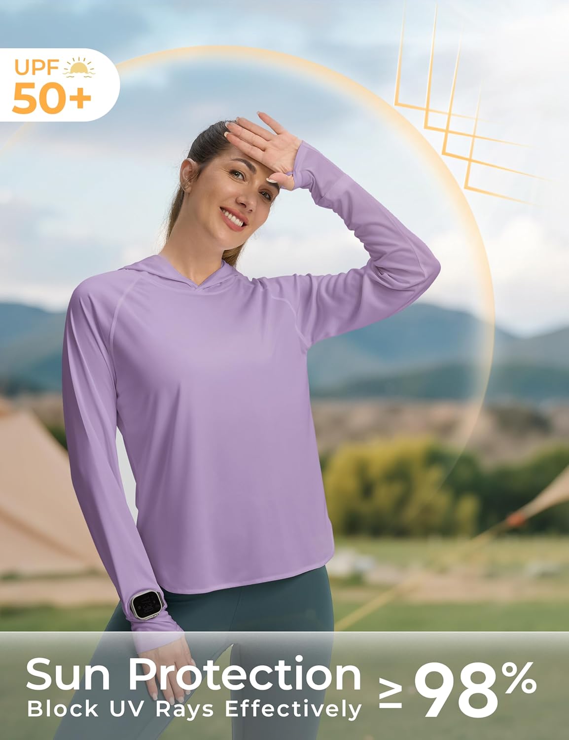 Skiennix Women's UPF 50+ Sun Shirt - Lightweight Long Sleeve Hoodie for Hiking & Fishing