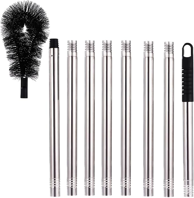 Ground Gutter Cleaning Tool, 105.5 in Extension Pole, Adjustable Gutter Cleaner Brush, L-Shaped Head, for Leaves Branches and Debris
