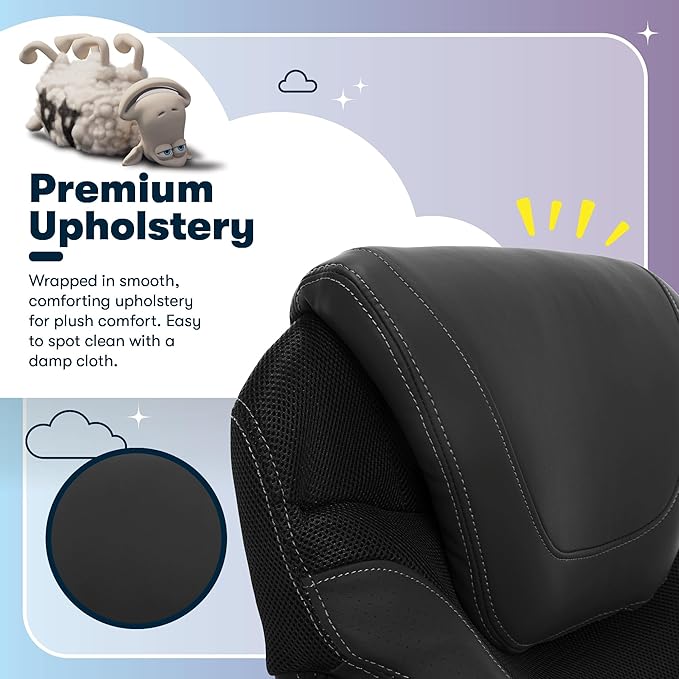 Serta Bryce Executive Office Chair - Ergonomic Computer DeskChair with Lumbar Technology - Adjustable Height - Memory Foam Body Pillows - 360° Swivel Rolling Base - Bonded Leather - Black