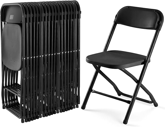 DUMOS Folding Chairs Sets of 20, 330lbs Plastic Stackable Portable Patio Dining Sets, Fold Up for Indoor Outdoor, Camping, Garden, Party, Meeting, Weeding, White
