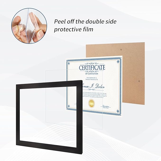 8.5x11 Picture Frame set of 15, Multi Certificate 8.5 by 11 Picture Frames Bulk, Document Diploma Award Frame for Wall Hanging or Tabletop Display, Black