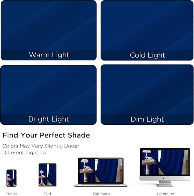 CUCRAF Royal Blue Blackout Curtains Customize, Rod Pocket Room Darkening Curtain