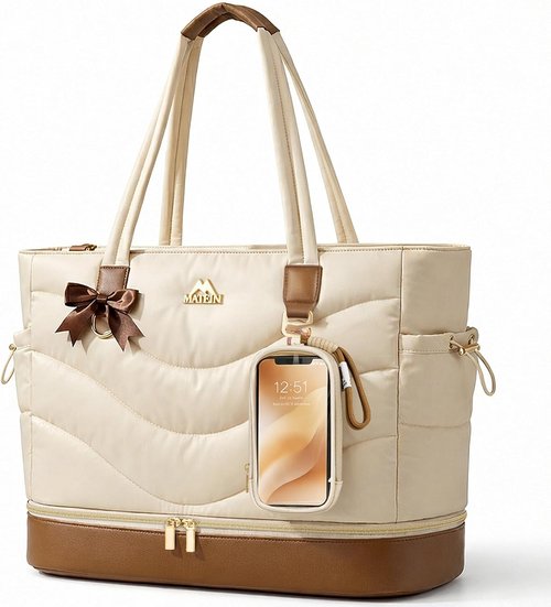MATEIN Puffer Bag - Insulated Work Tote with Lunch Compartment & Padded 15.6" Laptop Sleeve