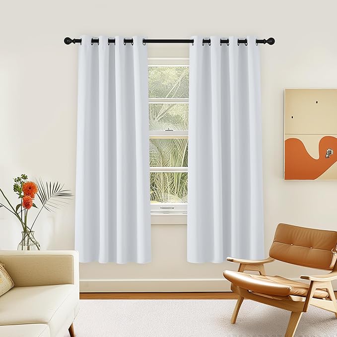 NICETOWN Greyish White Room Darkening 72 inch Curtain, Grommet Thermal