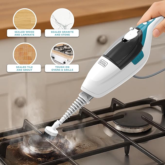 BLACK+DECKER 2-in-1 Steam Mop and Handheld Steam Cleaner, 1500W Electric Floor Steamer with 180° Swivel Steering, Fast 30s Heat-Up, Compact Foldable Storage, 13 Accessories for Tile & Hardwood Floors