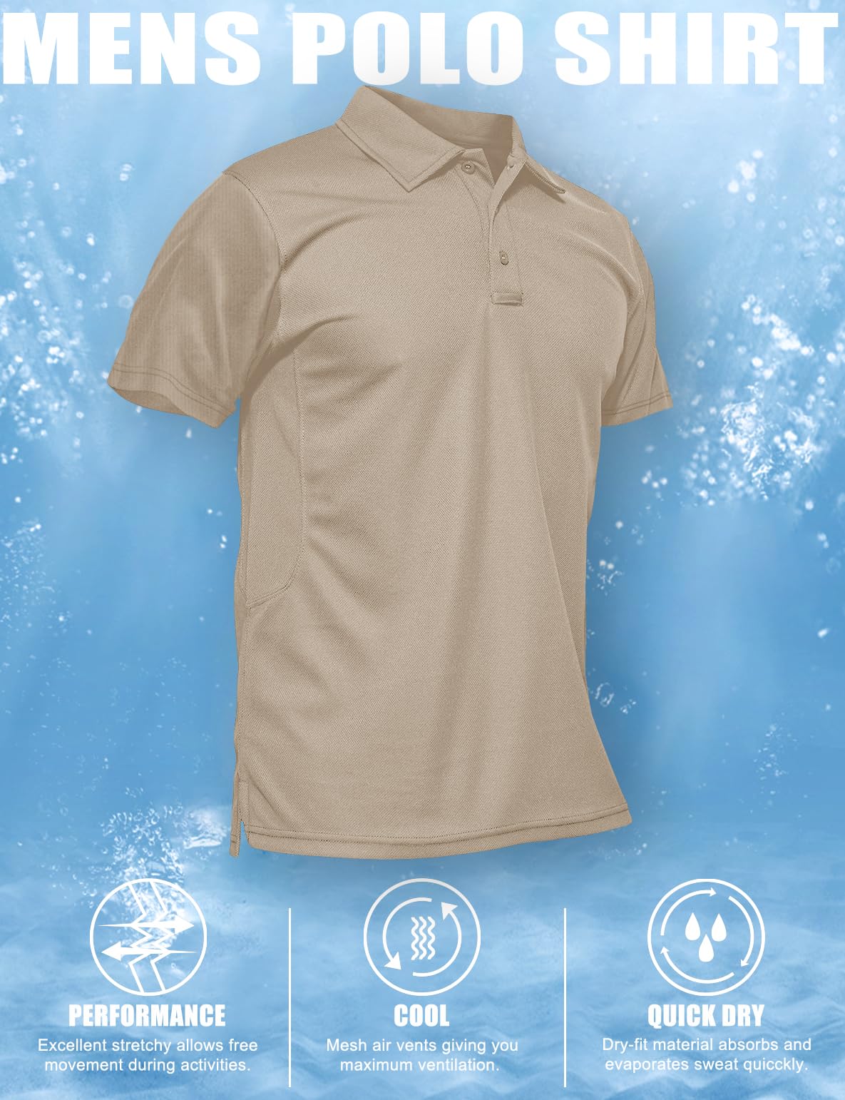 MAGCOMSEN Mens Polo Shirts Short Sleeve Golf Outdoor Dry Fit Polo Shirt Work Tactical T Shirt Khaki XL