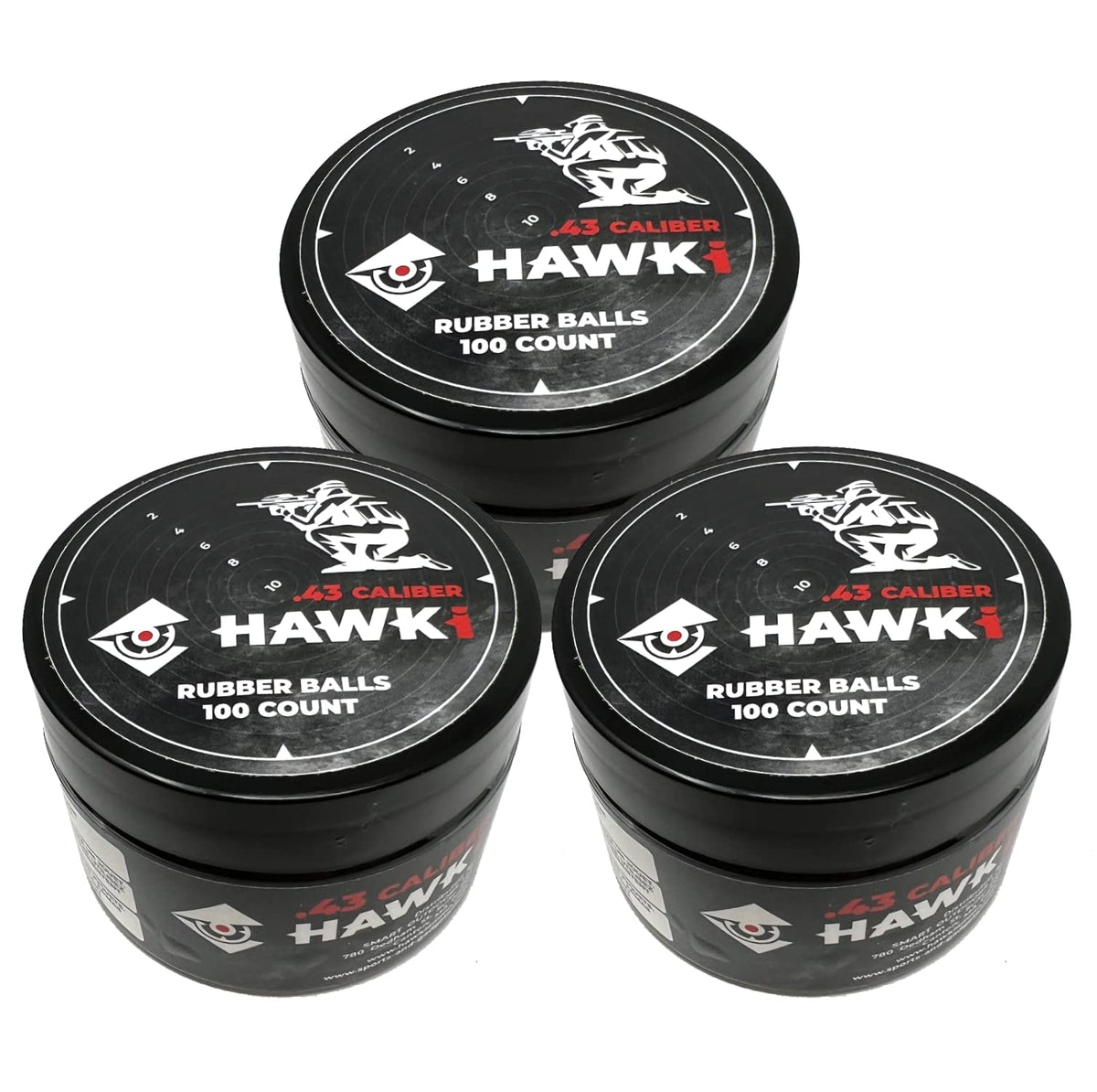 Hawki .43 Cal Training Rubber Balls for Paintball Guns 300 Pack (Black)