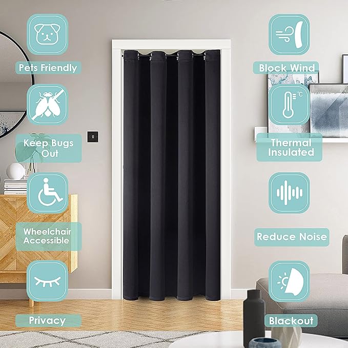 ChrisDowa Blackout Door Curtains